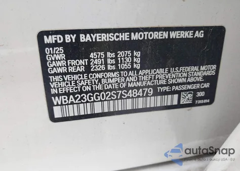 2025 BMW 228 Gran Coupe xDrive z USA, uszkodzony, nr VIN WBA23GG02S7S48479